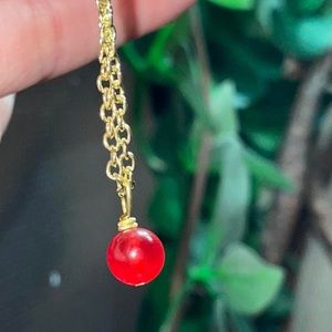 Red jade bead necklace